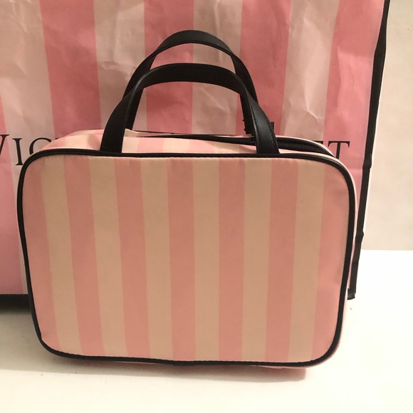 Victoria’s Secret Signature Pink Stripe Jetsetter Hanging Cosmetic Bag NWT - Picture 3 of 4